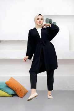 CNG MODA Kuşaklı Aerobin Geniş Kollu Oversize Kimono