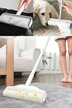 BYENS Tüy Toplayıcı Rulo ve Kedi Köpek Tüyü Tiftik Kıyafet Toz Toplama Rulosu Yapışkanlı ve Saplı XL