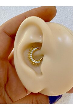 Arescollection g23 Titanium (titanyum) zirkon taşlı 1 adet daith septum uyumlu halka piercing