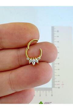 Arescollection g23 Titanium (titanyum) zirkon taşlı 1 adet daith septum uyumlu halka piercing