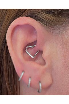 Arescollection g23 Titanium (titanyum) zirkon taşlı 1 adet daith septum uyumlu halka piercing