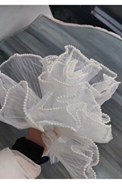 Merveparti İncili Fırfır plise tül ,40 cm ( iki adet alinmalidir)gelin cicegi icin ,çiçek tülü