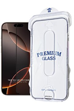 EVAX [Magicbox] iPhone 16 Pro Uyumlu Kolay Kurulum Aparatlı Magic Box Tam Kaplayan Cam Ekran Koruyucu