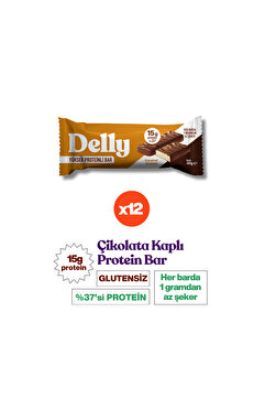 Delly 12 Adet Çikolata Kaplı, Yüksek Proteinli Bar, Karamel Aromalı 40g