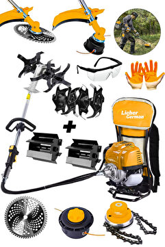 Lieber German Teknoloji 2.4Hp Benzinli Sırt Tipi Ot Çalı Çim Biçme Tırpan Makinesi Akrobat Halley Canavar