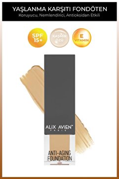 Alix Avien Yaşlanma Karşıtı Vitamin İçeren Nemlendirici SPF15+ Fondöten - Anti Aging Foundation 506 Light Honey