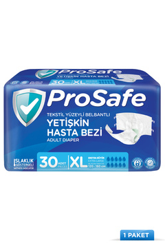 PROSAFE Belbantlı Yetişkin Hasta Bezi Islaklık Göstergeli Bel Ölçüsü 120-160cm Xlarge 30'lu