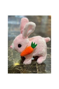 Toys Avm Pembe Renk Işıklı Sesli Zıp Zıp Yürüyen Havuçlu Tavşan Peluş Oyuncak 15cm