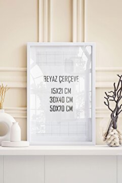 bukashops Beyaz Tablo & Fotoğraf Çerçevesi (15x21, 30x40, 50x70cm Seçenekli) - Modern, Şık Tekli Tablo Çerçeve