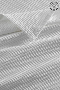 VESSİNOHOME Pike Tek Kişilik %100 Pamuk Waffle Desenli Yatak Örtüsü Otel Tipi Lüx Pike