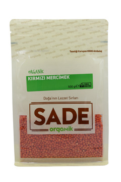 Sade Organik Kırmızı Iç Mercimek 500 gr