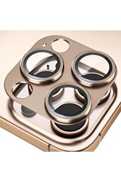 Fibaks Apple iPhone 16 Pro & iPhone 16 Pro Max Uyumlu Çerçeveli Tam Koruma Kamera Lens Koruyucu