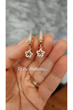 To Be Reborn JEVELRY ACCESSORY SELDA AÇIKEL Çelik Kız Çocuk Küpesi Çiçek Zirkon Taşlı Kuyumcu İşçiliğinde