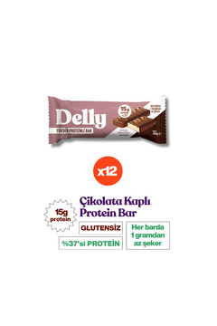 Delly 12 Adet Çikolata Kaplı, Yüksek Proteinli Bar, Orman Meyveleri Aromalı 40g