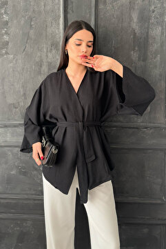 oshebu Siyah – Kadın Kemerli Kimono