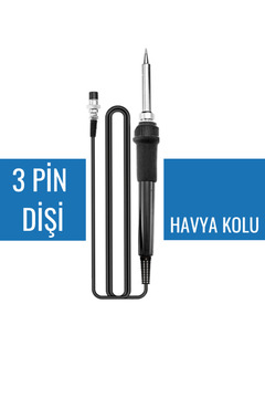 SolinpaTech 8586 Istasyon Havyası Ile Uyumlu Lehimleme Kolu – 3 Dişi Pinli Yedek Havya Kalemi