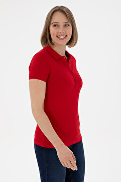 U.S. Polo Assn. Kadın Kırmızı Basic Polo Yaka Tişört 50305764-VR030