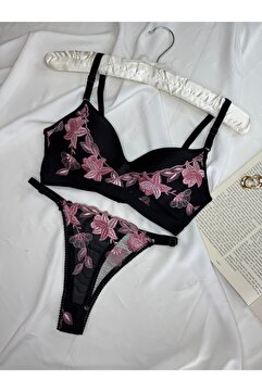 ROZENİN LINGERIE Büyük Beden Dantel Detaylı Toparlayıcı Balensiz Sütyen Takımı