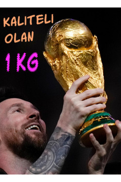Goplast Premium 30 Cm Boy Dünya Kupası Gold Kaplama Gerçek Boyut Messi Qatar Futbol ( 30cm 1kg )