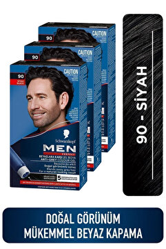 Men Perfect Schwarzkopf Men Perfect Saç Boyası 90- Siyah-Kolay ve Hızlı Beyaz Kapama - 3 Adet
