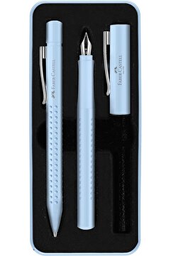 Faber Castell 2011 Hediye Seti, Gök Mavisi, M Uçlu Dolma Kalem + XB Tükenmez Kalem, Metal Kutuda
