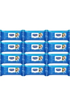 Canped Hasta Vücut Perine Temizleme Islak Mendil Havlu 48 Yaprak Xl (12 Lİ SET) Plastik Kapaklı