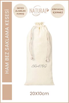 ERATOS Doğal Pamuk Ham Bez Kese – Bebek Tarağı Saklama Torbası - Ham Bez Saklama Kesesi - 20*10cm