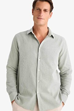 Defacto %100 Pamuk Regular Fit İnce Polo Yaka Uzun Kollu Gömlek D7394AX25SP