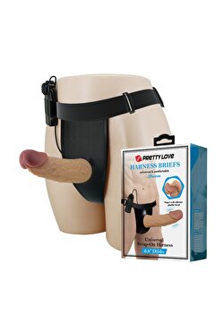 Genel Markalar 17,5 Cm Titreşimli Belden Bağlamalı Içi Boş 7 Cm Dolgulu Strapon Penis - Draven