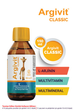 Argivit Classic L-arjinin, Multivitamin Ve Multimineral Içeren Sıvı 150 ml - Portakal Ve Vanilya