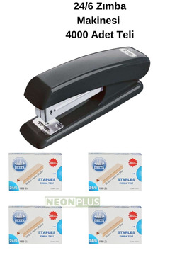 NEON PLUS Büyük Boy Tel Zımba Makinesi 24/6 ve 4000 Adet 24/6 Zımba Teli
