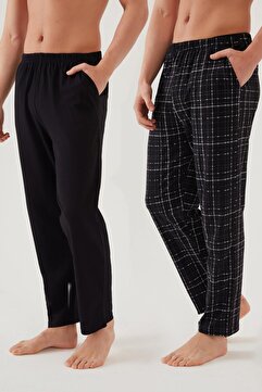koza iç giyim Erkek Pamuklu 2'li Tek Alt Pijama
