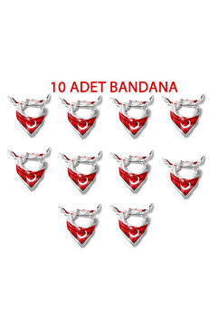 tuaipek 10'LU Paket K.Atatürk İmzalı Türk Bayrağı Desen Bandana/Fular