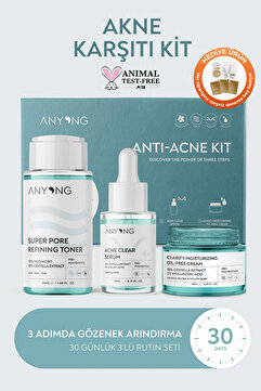 Anyong Akne Karşıtı Ve Gözenek Sıkılaştırıcı Karma-yağlı Cilt Bakım Seti (TONİK, SERUM, KREM)/ Azelaik Asit