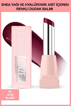 Maybelline New York Lifter Glaze Shea Yağı ve Hyalüronik Asit içeren Renkli Dudak Balmı - 08 Acai Glaze
