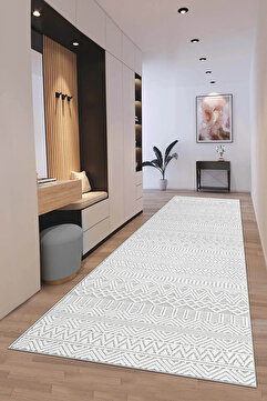 df home Salon Halısı Geometrik İskandinav Toz Tutmaz Dijital Baskı Yıkanabilir Kaymaz Taban  8142