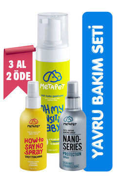 Metapet Yavru Kedi Bakım Ürünleri Seti, Eğitim Spreyi, Nano Series Hijyen Spreyi Ve Kuru Şampuan