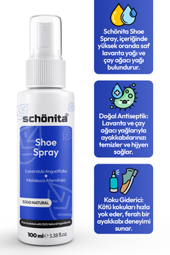 SCHÖNİTA Ayakkabı Koku Önleyici Sprey - Lavanta ve Çay Ağacı Yağı İçerikli - Shoe Spray - 100ml