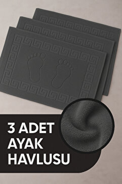 Isessia 3 Adet %100 Pamuk En Iyi Emici Ayak Havlusu : Konforlu Banyo Paspası 50x70cm Terra Antrasit Gri