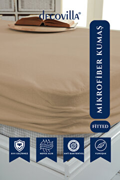 Decovilla Micro Fitted Full Kenar Su Sıvı Geçirmez Yatak Koruyucu Alez Çarşaf Kum Beji