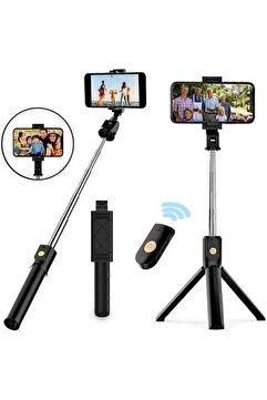 Tripod Bluetooth Selfie Çubuğu Kumandalı, Tripodlu, Uzatılabilir Telefon Tutucu Selfi Çekim Aparatı