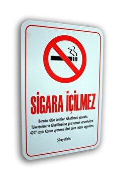 Genel Markalar Folyo Baskı Sigara Içilmez Para Cezası 16x24 Cm