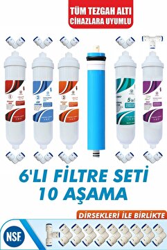 Alfa Dükkan Tüm Kapalı Kasa Su Arıtma Cihazlarına Uyumlu 6 Filtre 10 Aşama Mineral Filtreli Set