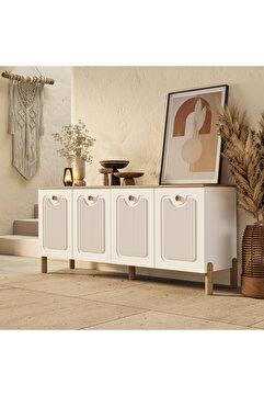 Mezza 1740 Napoli 180 Cm (Membran MDF Kapaklı) Bohem Konsol Sepet - Beyaz