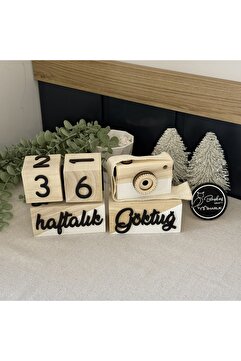 Baykuş Craft Mimarlık İsimli - 3 Boyutlu Bebek Ahşap Hatıra Küpü Anı Küpü Ahşap Fotoğraf Makinesi Seti/türkçe/beyaz