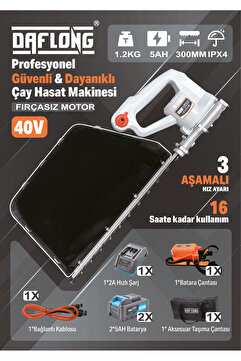 Daflong AKÜLÜ 1.2 KG 40V 16 SAATE KADAR ÇALISAN YAĞMURA DAYANIKLI AKÜLÜ ÇANTALI ÇAY TOPLAMA MAKİNASI