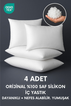 Yamesa 4 Adet Avangard İç Yastık Orijinal %100 Saf Silikon İç Dolgu Kırlent, Kare veya Dikdörtgen Dayanıklı, Nefes Alabilir Ve Yumuşak
