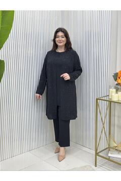 GK Pres Taşlı Büyük Beden Tunik Takım