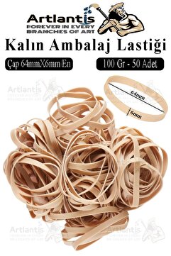 Artlantis Kalın Ambalaj Lastiği 100 gr 50 li 1 Paket %100 Kauçuk 64x6mm Geniş Büyük Paket Lastik Kasa Poşet Ta