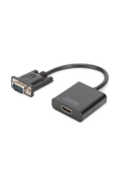 Genel Markalar DA-70473 VGA - HDMI Çevirici + Ses (3.5mm), Full HD (1080p), Kablolu, 15 cm, Siyah Renk